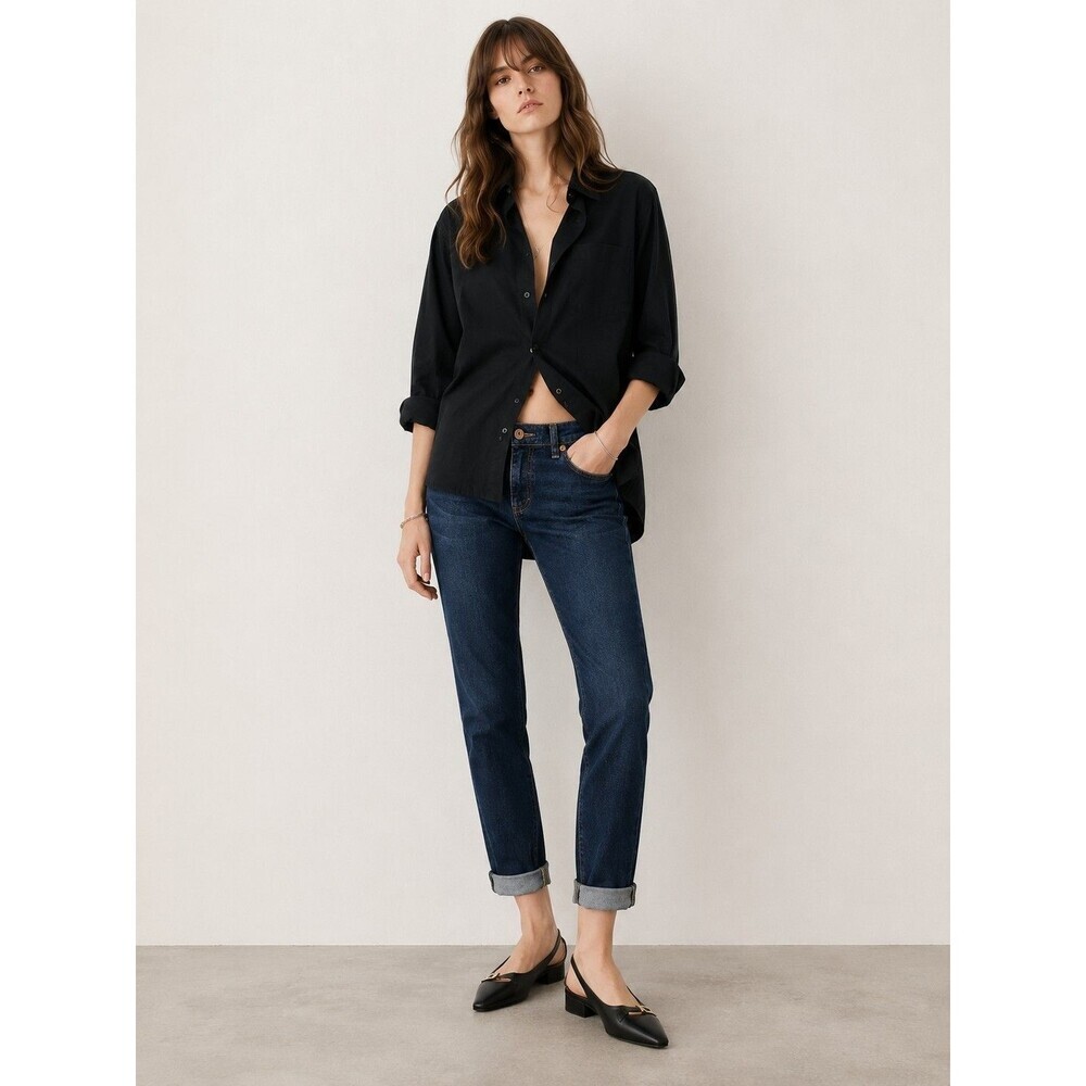 Rag & Bone Dre Low Rise Slim Boyfriend Jeans Womens 25 Medium Wash Cuffed Denim